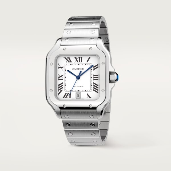 Santos de Cartier腕表 大号表款，自动机芯，精钢，可替换式金属表链与皮表带
