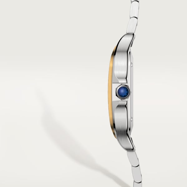 Santos de Cartier腕表 中号表款，自动机芯，18K黄金与精钢，可替换式金属表链与皮表带