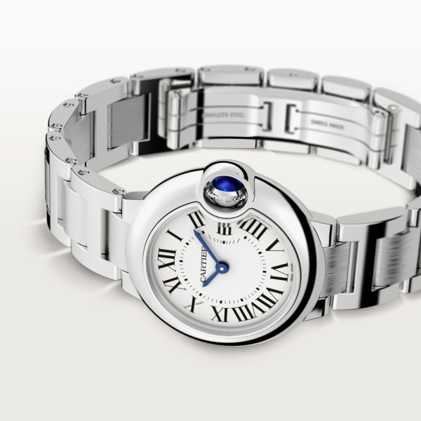 Ballon Bleu de Cartier watch 28mm, quartz movement, steel