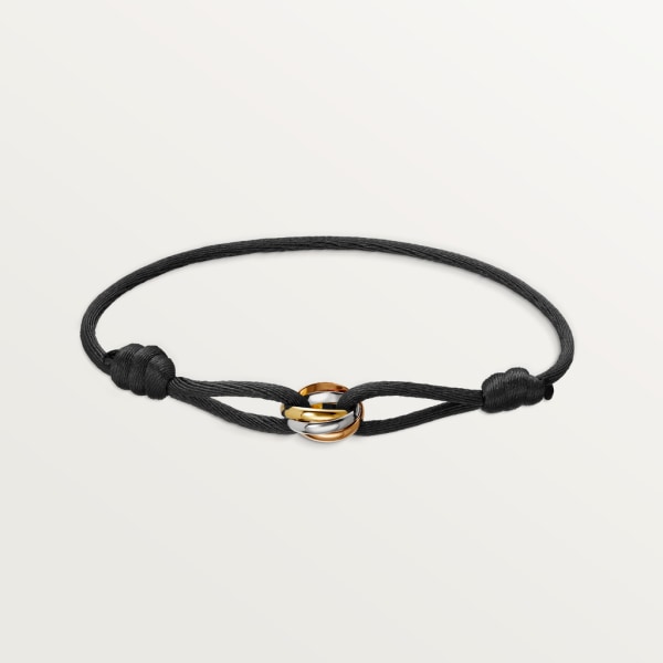 Cartier Trinity Bracelet Black Silk Cord 18k Gold Estate Jewelry Adjustable  For Sale at 1stDibs | cartier silk bracelet, cartier silk cord bracelet, cartier  cord bracelet