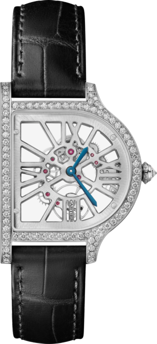Cloche de Cartier腕表 大号表款，手动上链机芯，950‰铂金，钻石，皮表带