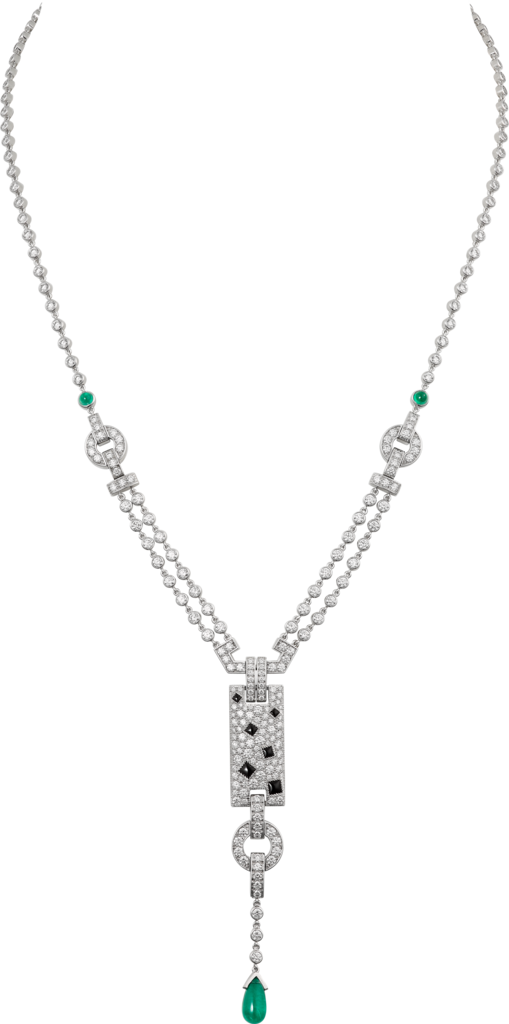 Panthère de Cartier项链White gold, onyx, emeralds, diamonds