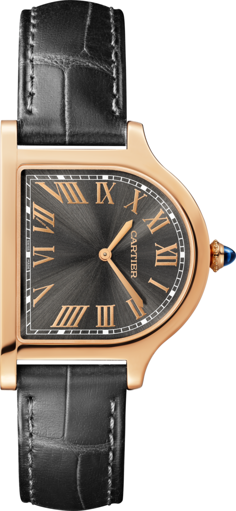 Cloche de Cartier watchLarge model, hand-wound movement, 18K rose gold, leather