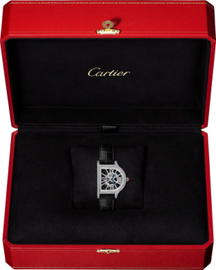 Cloche de Cartier watch Large model, hand-wound movement, platinum (950/1000), diamonds, leather