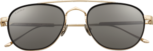 C de Cartier太阳眼镜 黑色板材和抛光镀金饰面钛金属，灰色镜片