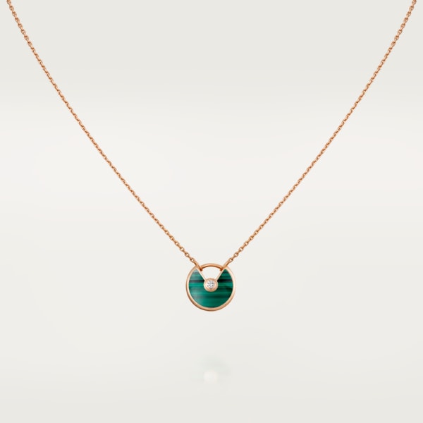 Amulette de Cartier necklace, XS model Rose gold, malachite, diamond