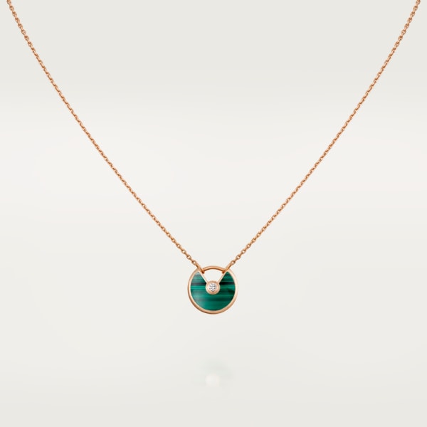 Amulette de Cartier项链，超小号款 玫瑰金，孔雀石，钻石