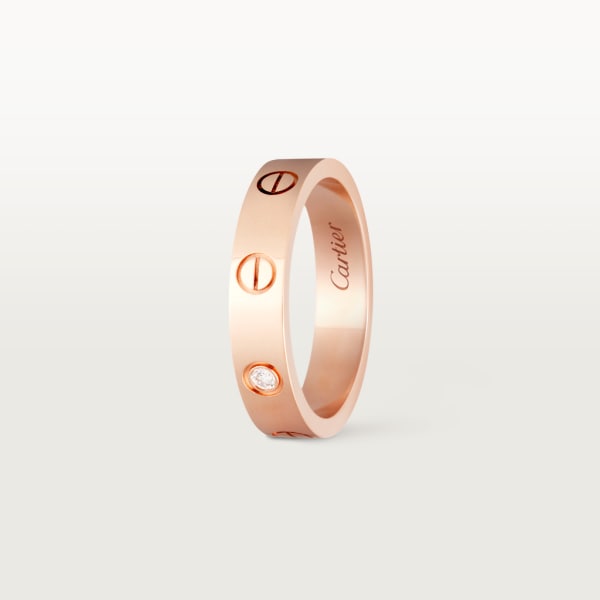 Love wedding band, 1 diamond Rose gold, diamond