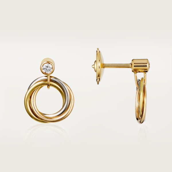 Trinity earrings White gold, yellow gold, rose gold, diamonds