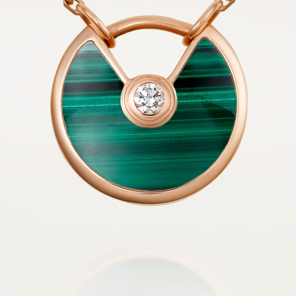 Amulette de Cartier necklace, XS model Rose gold, malachite, diamond