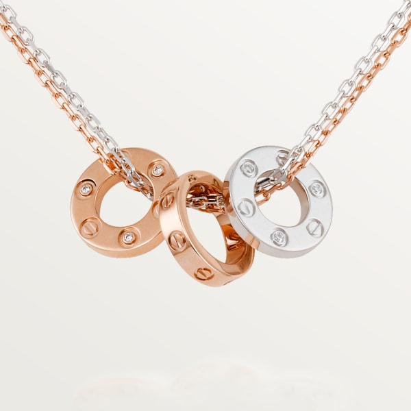 Love necklace, 6 diamonds Rose gold, white gold, diamonds