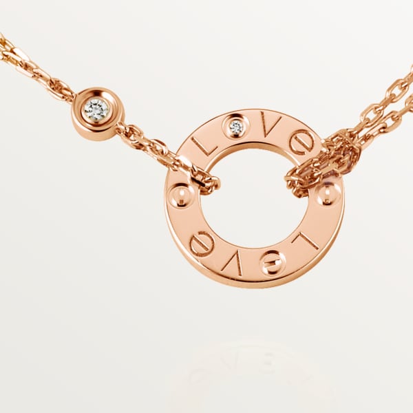 Love necklace, 2 diamonds Rose gold, diamonds.