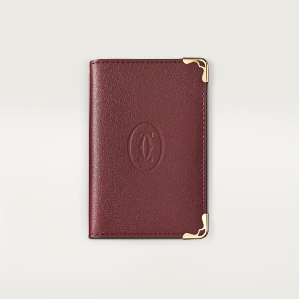 Crl3001574 Must De Cartier Card Holder Burgundy Calfskin Golden Finish Cartier