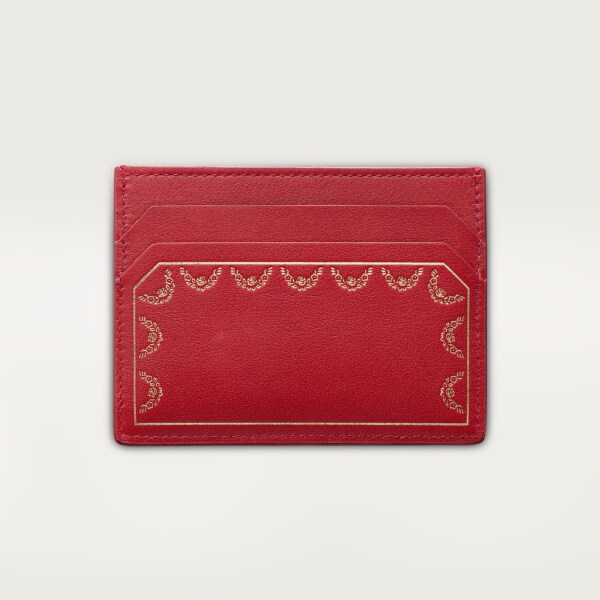 Guirlande de Cartier单卡片夹 红色小牛皮，镀金装饰