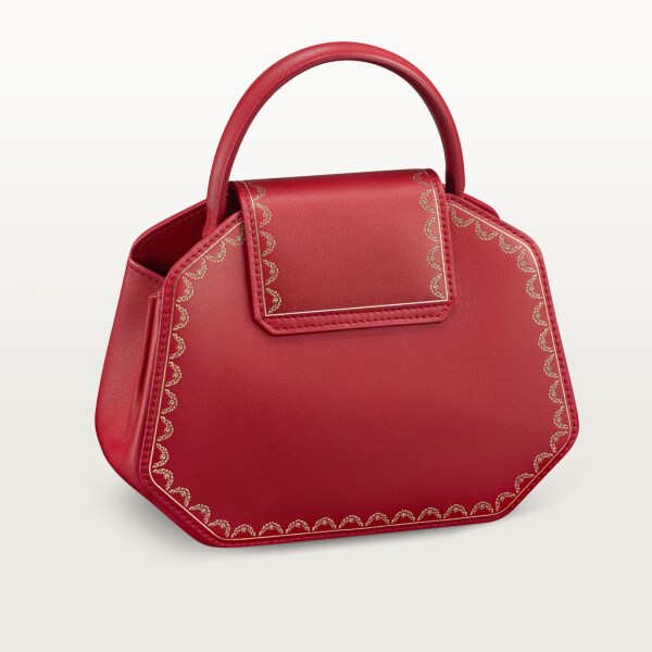 Top Handle Bag, Mini, Guirlande de Cartier Red calfskin, golden finish