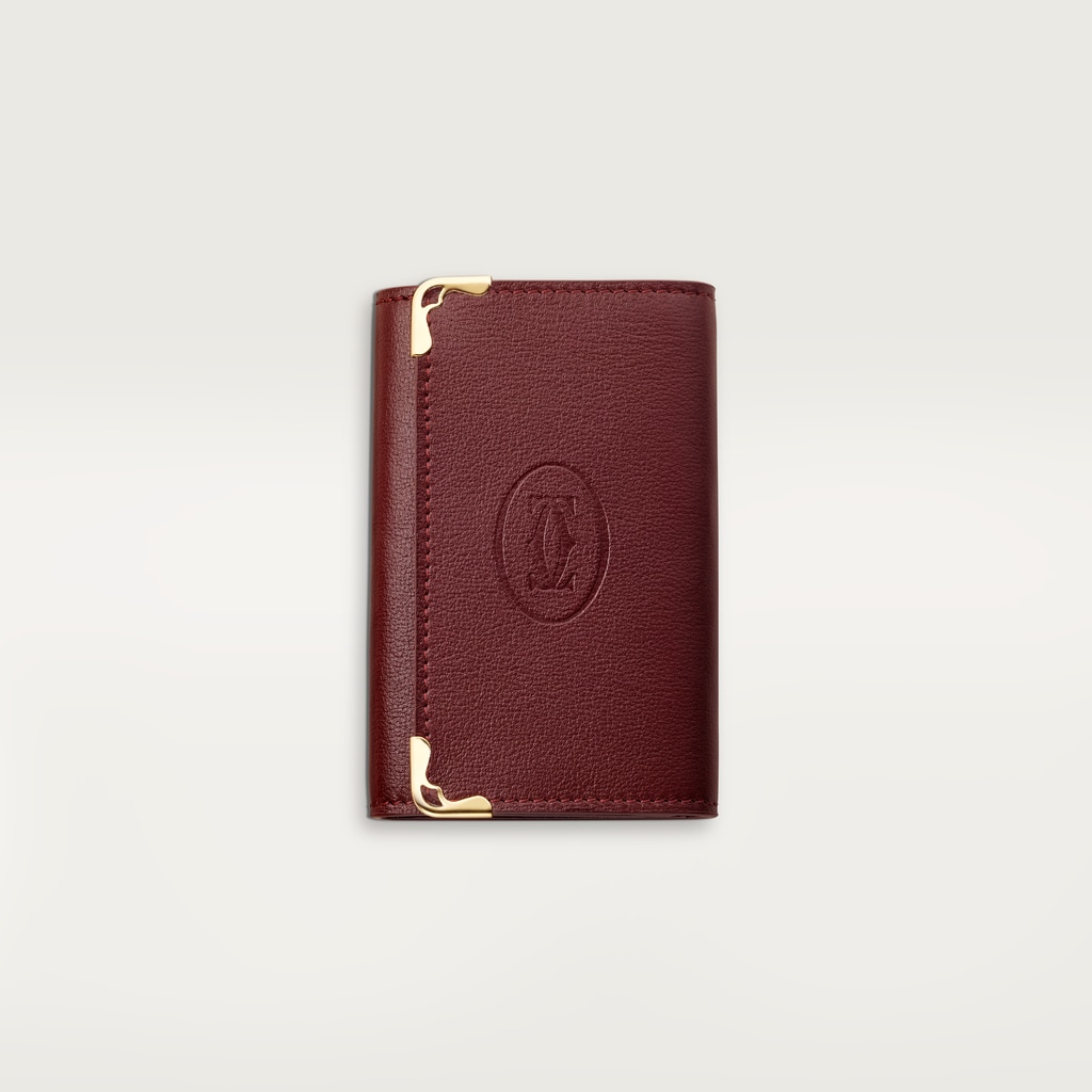 6-Key Key Ring, Must de CartierBurgundy calfskin, golden finish