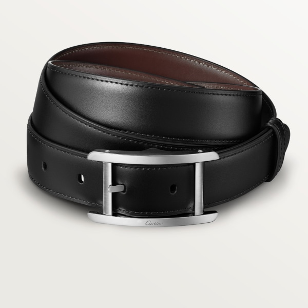 Belt, Tank de Cartier Black cowhide, palladium-finish buckle