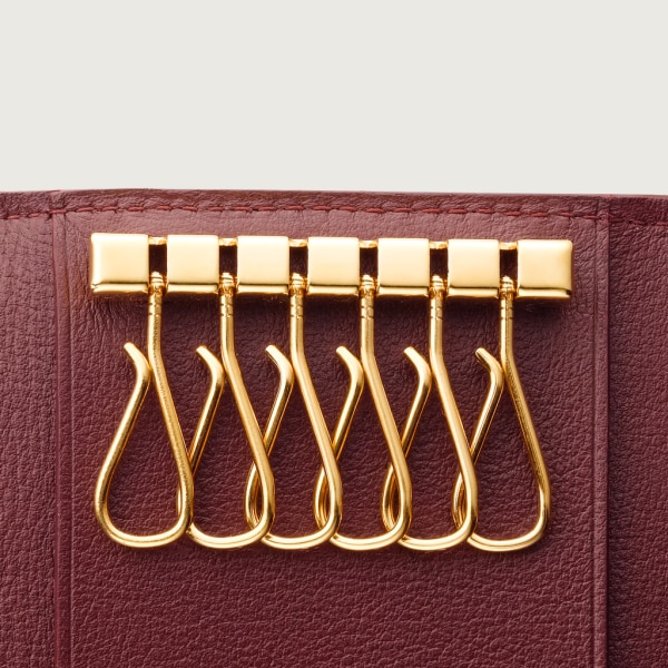 6-Key Key Ring, Must de Cartier Burgundy calfskin, golden finish