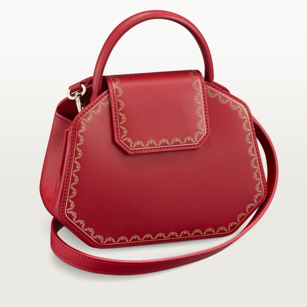 Top Handle Bag, Mini, Guirlande de Cartier Red calfskin, golden finish