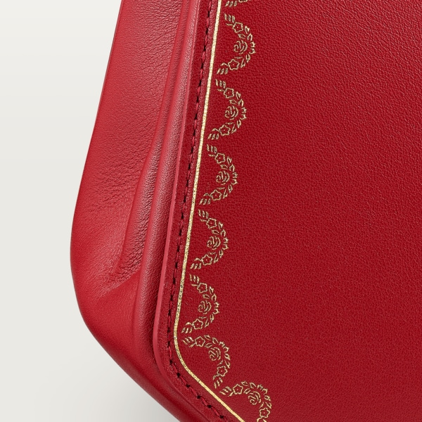 Guirlande de Cartier迷你手袋，带顶部提手 红色小牛皮，镀金装饰