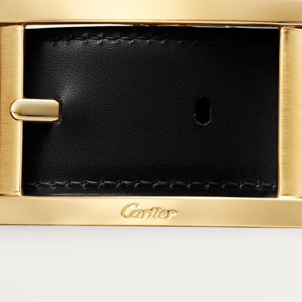 Belt, Tank de Cartier Black cowhide, golden-finish buckle