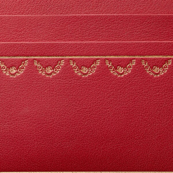 Guirlande de Cartier单卡片夹 红色小牛皮，镀金装饰