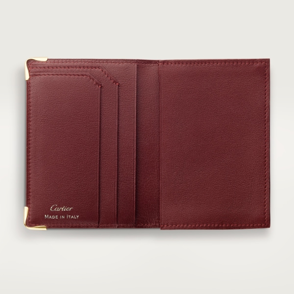 Must de Cartier信用卡/名片夹 酒红色小牛皮，镀金装饰