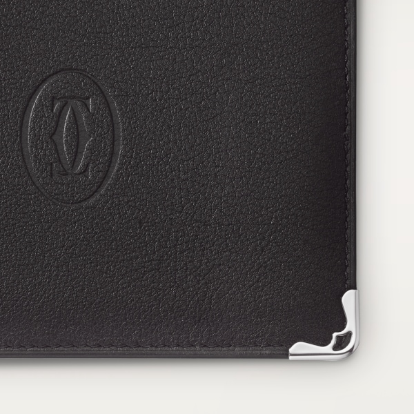 8-Credit Card Wallet, Must de Cartier Black calfskin, stainless steel finish
