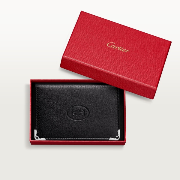 Must de Cartier信用卡/名片夹 黑色小牛皮，精钢装饰