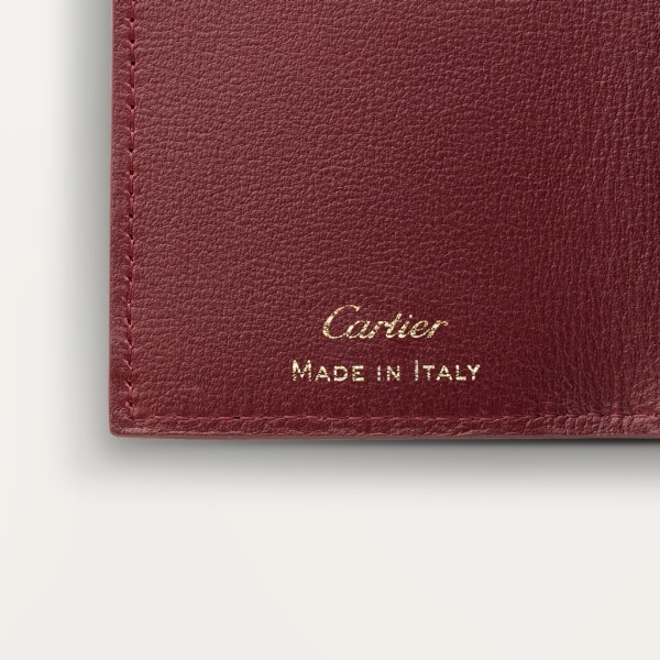 Must de Cartier钥匙圈（可挂6把钥匙） 酒红色小牛皮，镀金装饰