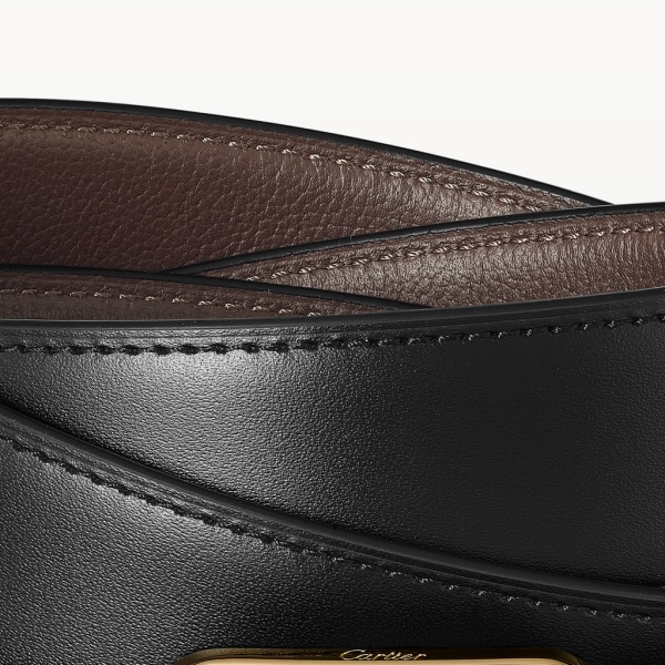 Belt, Santos de Cartier Black cowhide, golden-finish buckle