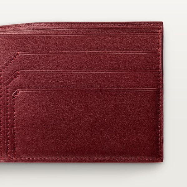 6-Credit Card Wallet, Must de Cartier Burgundy calfskin, golden finish