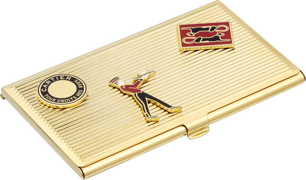 Diabolo de Cartier card holderLacquered golden-finish metal