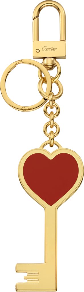 Diabolo de Cartier key ring with key motifLacquered golden-finish metal