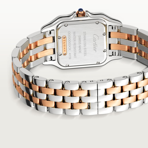 Panthère de Cartier watch Medium model, quartz movement, rose gold, steel, diamonds
