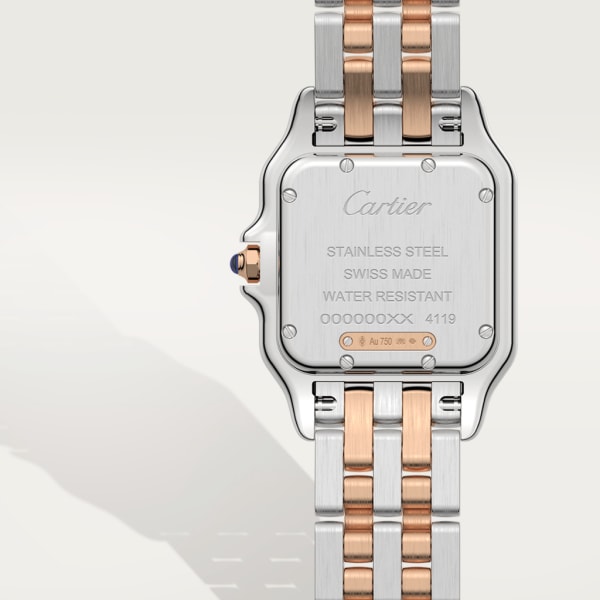 Panthère de Cartier watch Medium model, quartz movement, rose gold, steel, diamonds