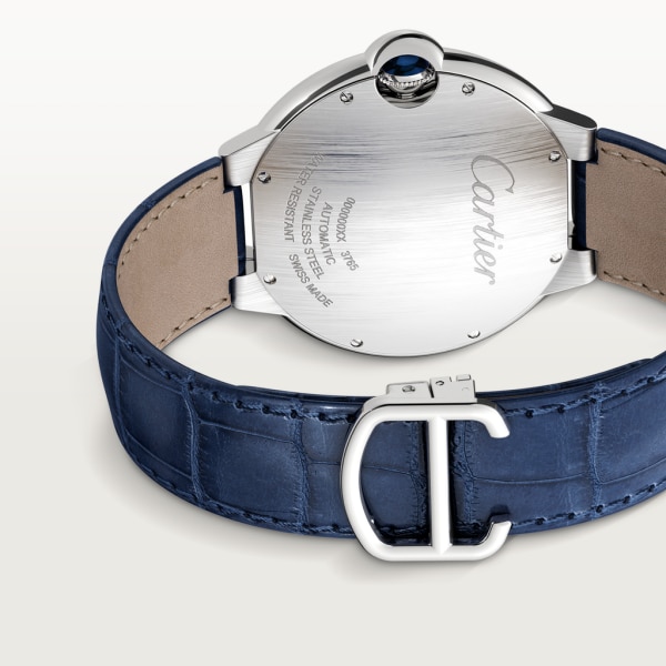 Ballon Bleu de Cartier watch 42 mm, steel, leather