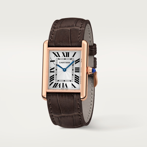 Tank Louis Cartier Large on Rose Gold Bracelet with White Dial WGTA0024