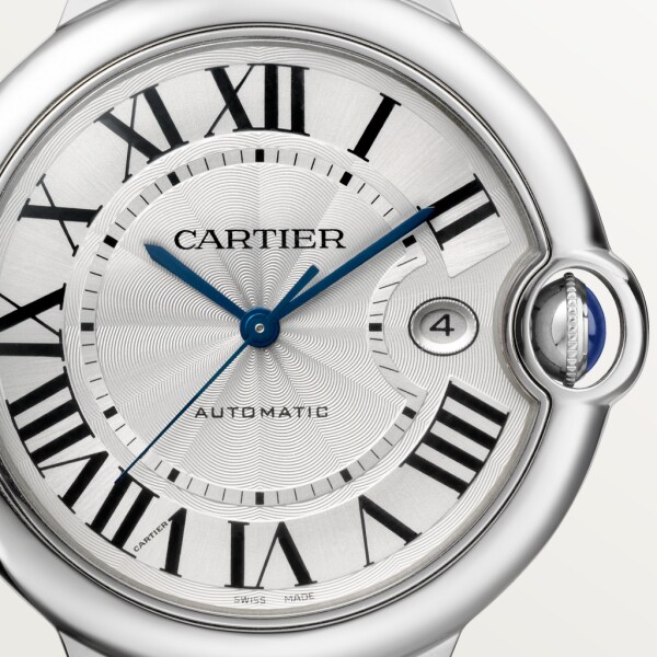 Ballon Bleu de Cartier watch 42 mm, steel, leather