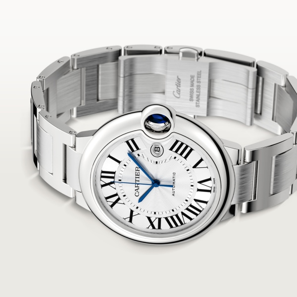 Ballon Bleu de Cartier watch 42 mm, mechanical movement with automatic winding, steel