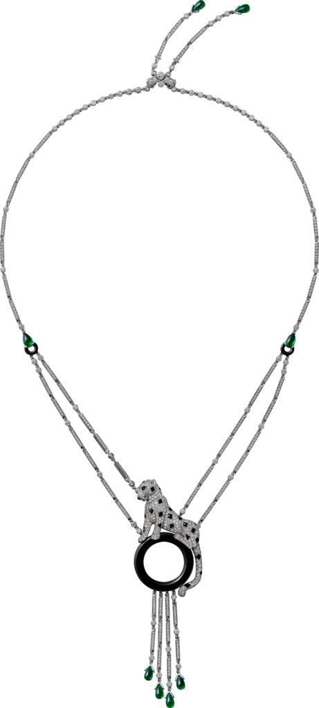 Panthère de Cartier项链白金，缟玛瑙，祖母绿，钻石