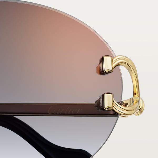 Sunglasses, Classic C de Cartier motif Smooth golden-finish metal, grey lenses