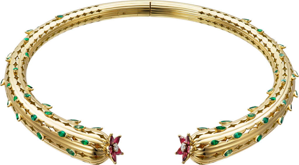 Cactus de Cartier项链黄金，祖母绿，红宝石，钻石