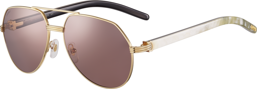 Première de Cartier sunglassesWhite horn, smooth golden finish, burgundy polarised lenses