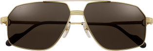 Première de Cartier sunglasses Smooth golden-finish metal, grey lenses