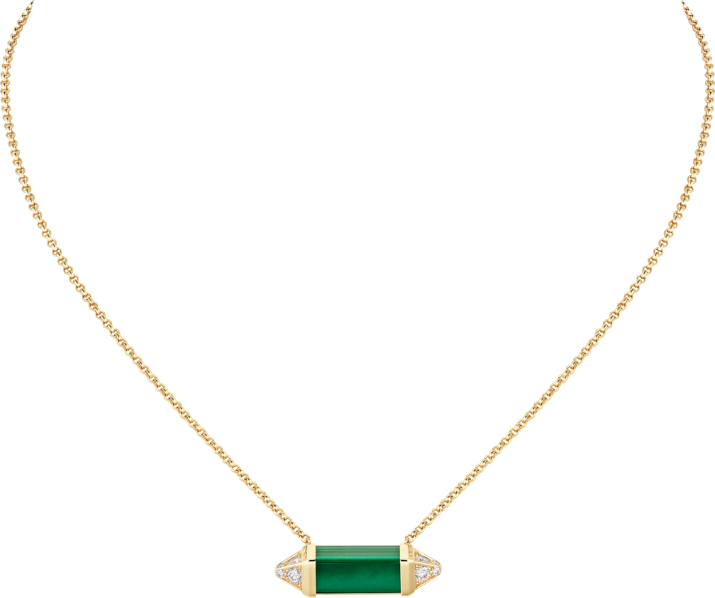 Les Berlingots de Cartier necklace medium modelYellow gold, malachite, diamond