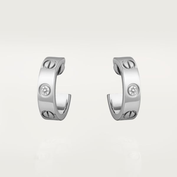 Love earrings, 2 diamonds White gold, diamonds