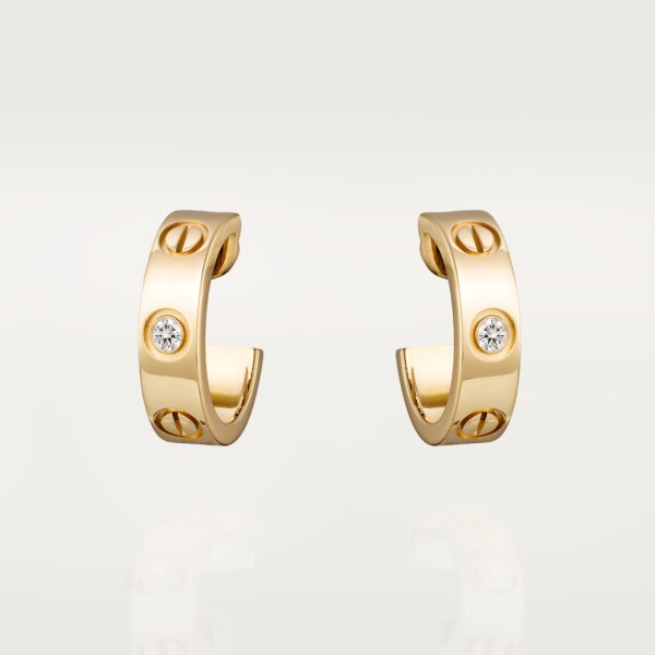 Love earrings, 2 diamonds Yellow gold, diamonds