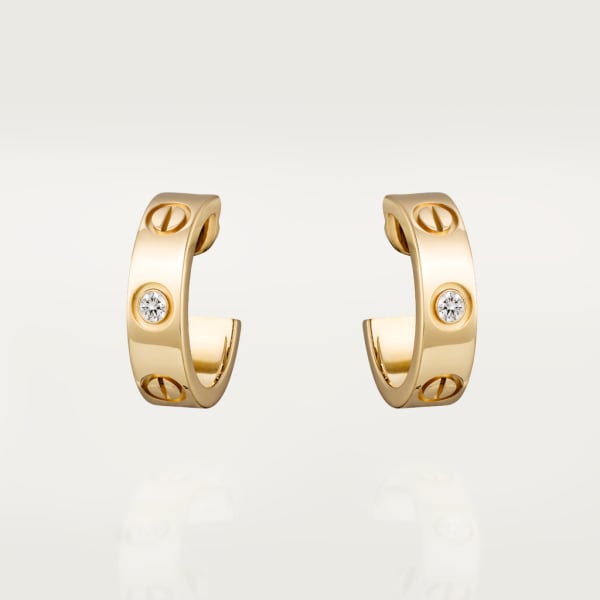 Love耳环，镶嵌2颗钻石 黄金，钻石