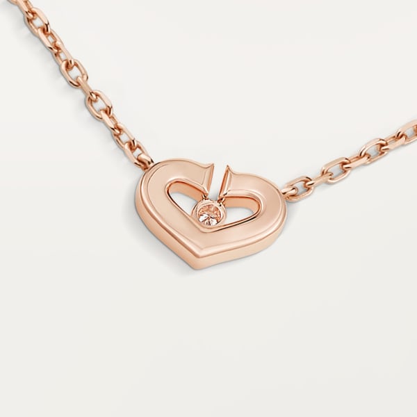 Heart necklace Rose gold, diamonds